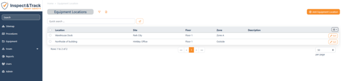 Equipment Location List